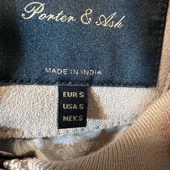 Tan Suede Bomber Jacket with Ribbed Details - Picture 10 of 13